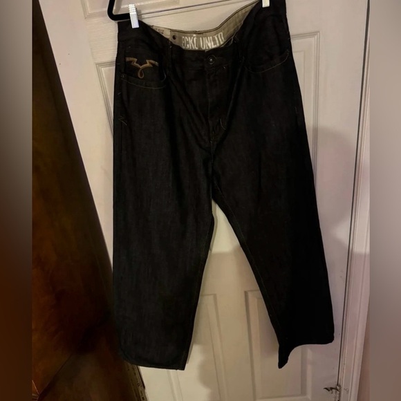 Vintage Y2K Ecko Mens Flare  Baggy Wide Leg with Embroidery Jeans Size 42x32 - Picture 1 of 9